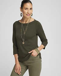 3/4 Sleeve Bateau Neck Tee