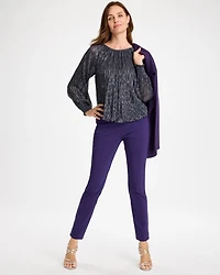 Metallic Bodre Crinkle Mesh Top
