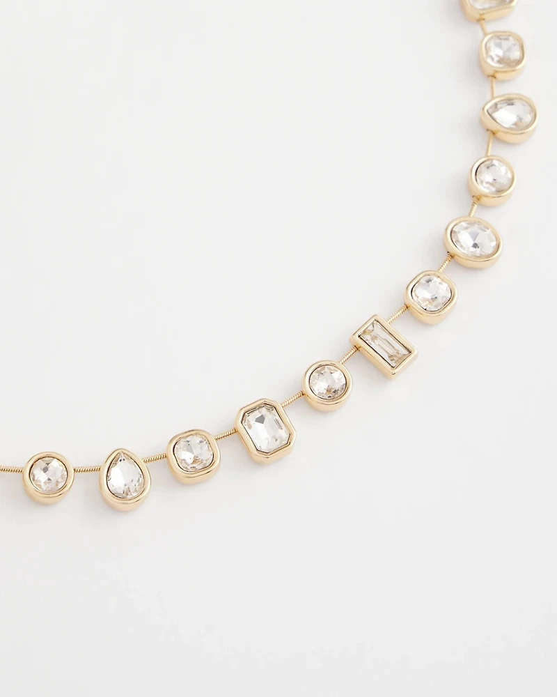 Bezel Set Short Goldtone Necklace