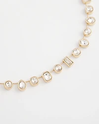 Bezel Set Short Goldtone Necklace