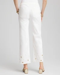 Pull-On Embellished Straight-Leg Cropped Jeans