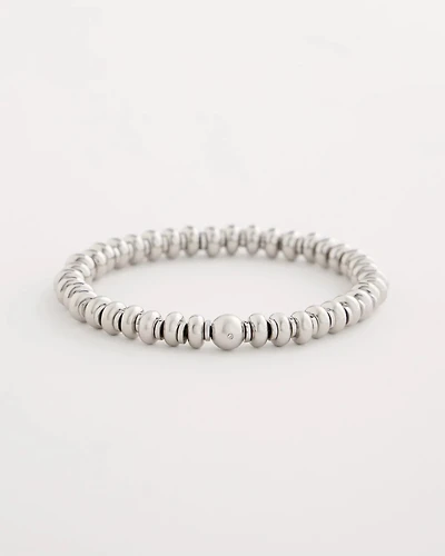 Silvertone Rounded Stretch Bracelet