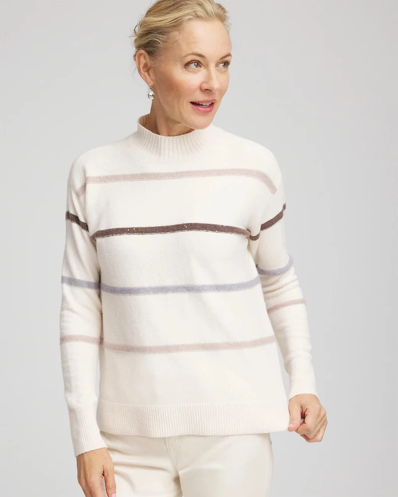 Sequined Stripe Pullover Sweater