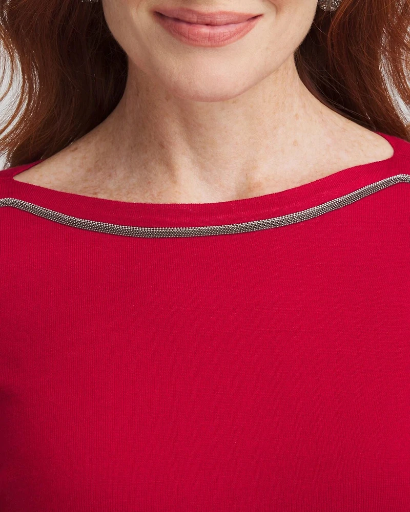Caviar Bead Bateau Neck Sweater
