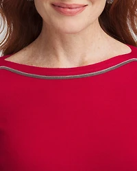 Caviar Bead Bateau Neck Sweater