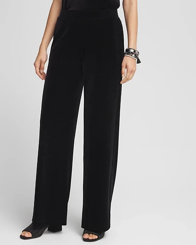 Petite Travelers™ Velvet Wide Leg Pant