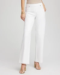 Seeded Pull-On Wide-Leg Jeans