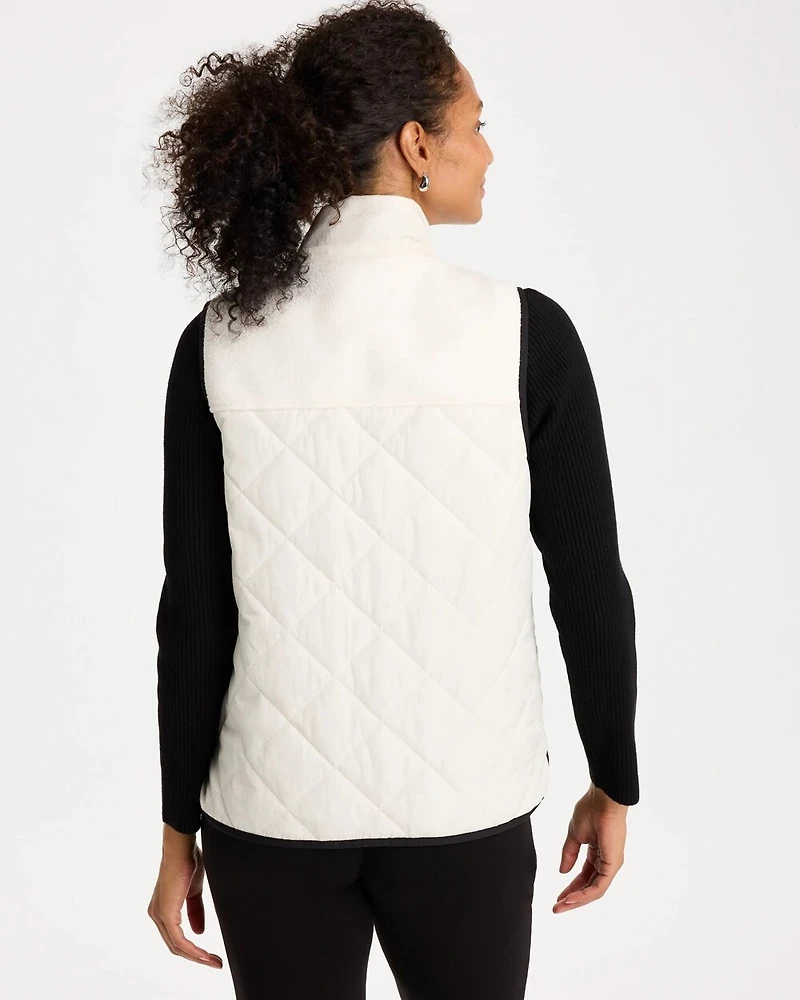 Zenergy® Quilted Fleece-Sherpa Trim Hooded Vest