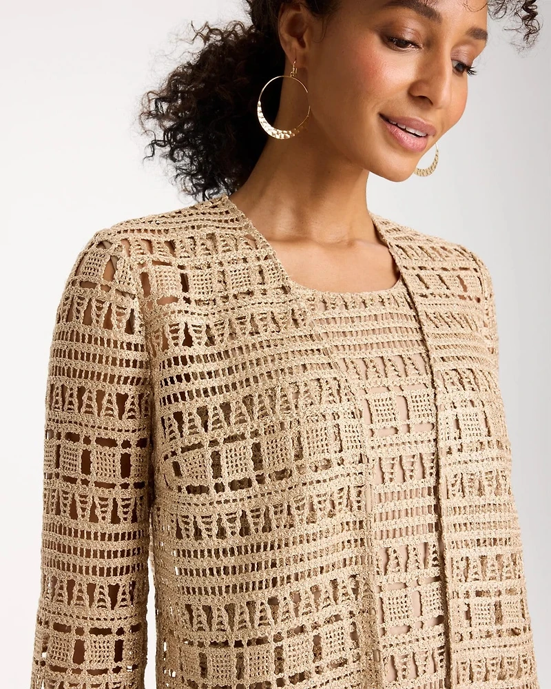 Travelers™ Metallic Crochet Cardigan