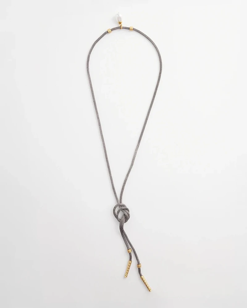 Silver Lariat Adjustable Necklace