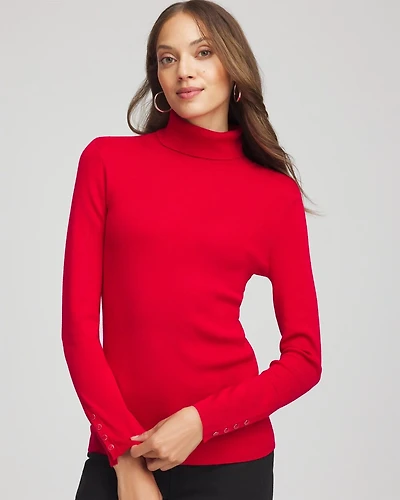 Ella Button Cuff Turtleneck Sweater