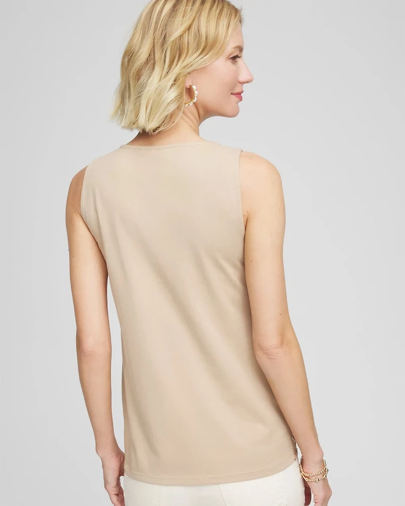 Sequin Beaded Notch Neck Tank