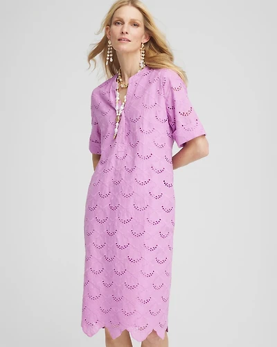 Eyelet Popover Dress