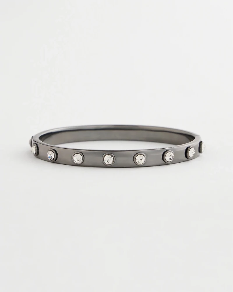 Hematite Rhinestone Tone Bangle