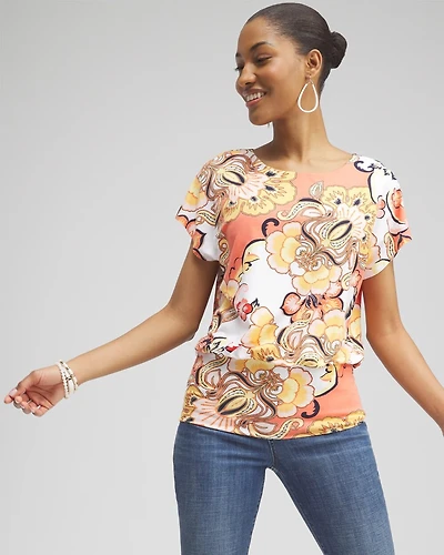 Touch of Cool™ Floral Banded Hem Top
