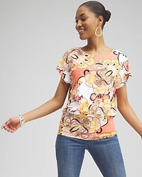 Touch of Cool™ Floral Banded Hem Top