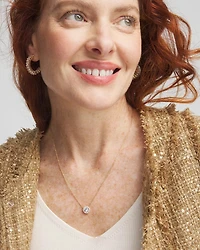 Gold Tone Drop Stone Necklace