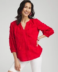 Embroidered Stars Peasant Top