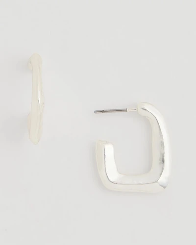 Mini Silvertone Square Earrings