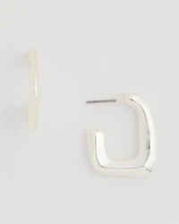 Mini Silvertone Square Earrings