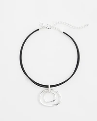 Silver Tone Rings Pendant Necklace