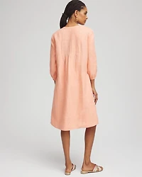 Linen Pintuck 3/4 Sleeved Dress