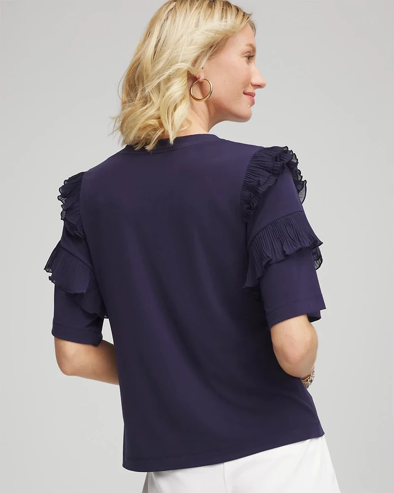 V-Neck Tiered Ruffle Sleeve Tee