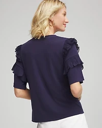 V-Neck Tiered Ruffle Sleeve Tee