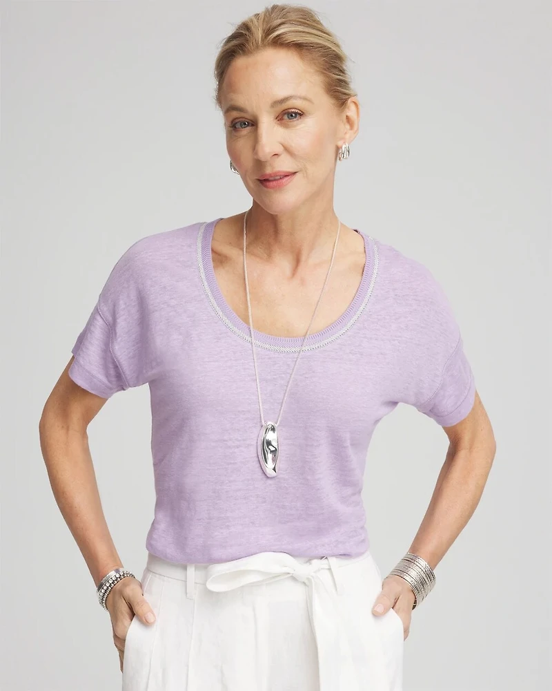 Sweater Trim Linen Tee