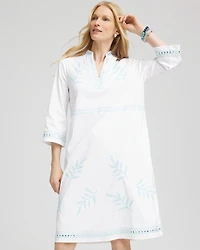 Embroidered Stand Collar Kaftan Dress
