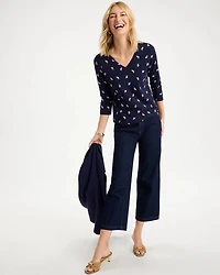 Printed Cotton Stretch 3/4 Sleeve Tee