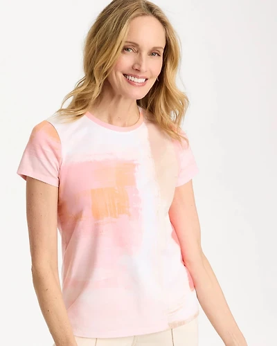 Cotton Stretch Watercolor Cap Sleeve Tee