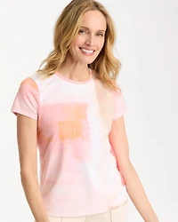 Cotton Stretch Watercolor Cap Sleeve Tee
