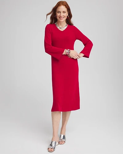 Travelers™ High V-Neck Bell Sleeve Dress