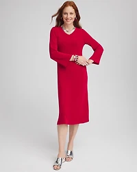 Travelers™ High V-Neck Bell Sleeve Dress