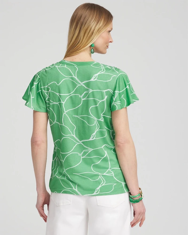 Green Lines Flutter Sleeve Tee