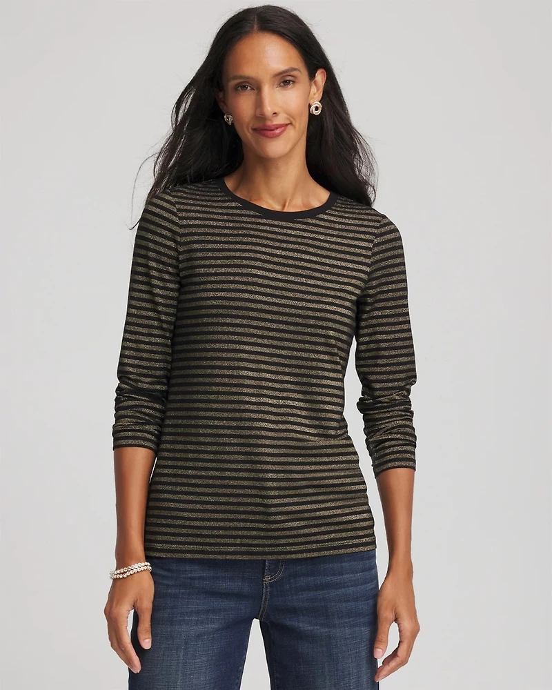 Touch of Cool™ Metallic Striped Layering Tee