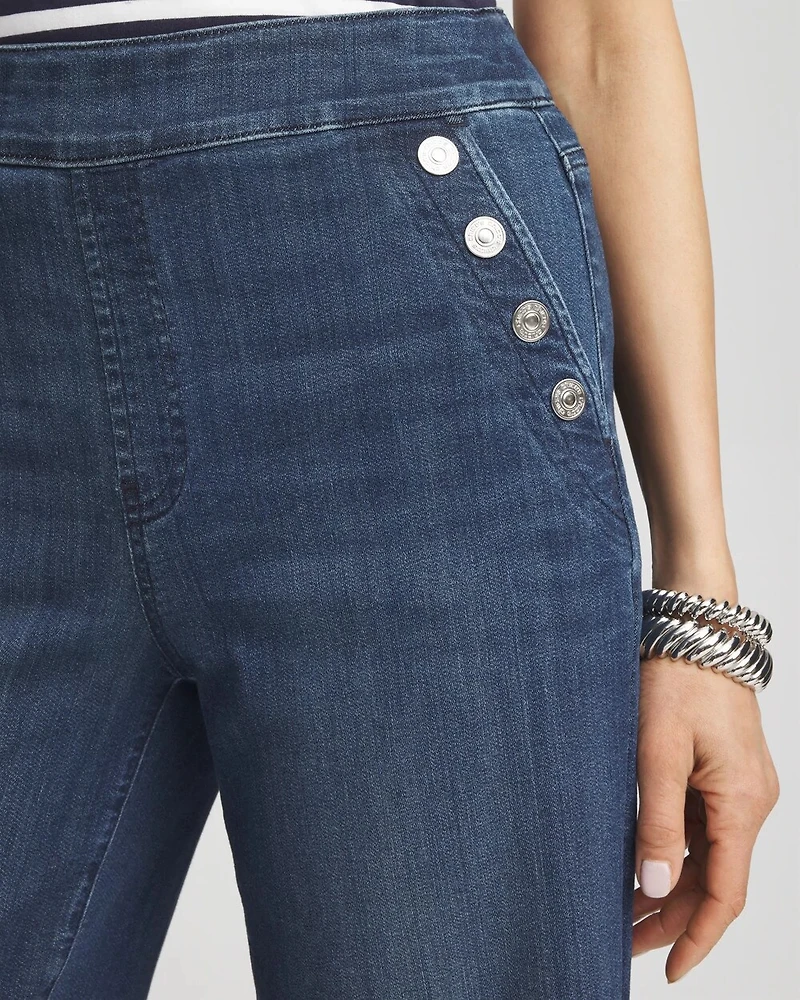 Pull-On Wide Leg Ankle Jeans