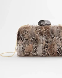 Hand-Made Feather Clutch Shoulder Bag