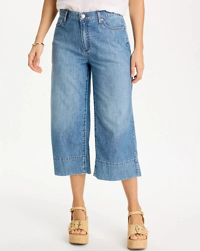Lightweight Wide-Leg Capri Jeans