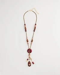 Wood Fire Agate Beaded Y-Necklace