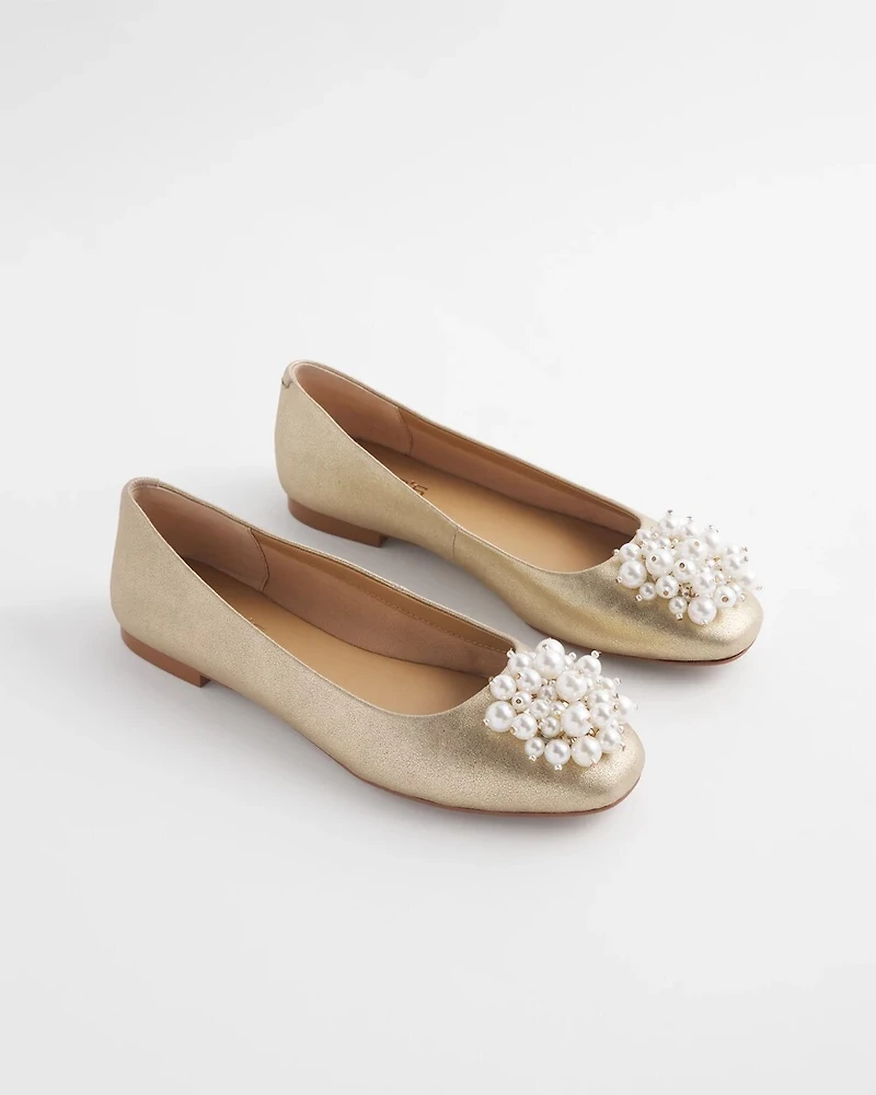 Omega Metallic Faux Pearl Flats