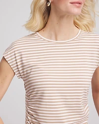 Neutral Striped Cap Sleeve Dolman Tee