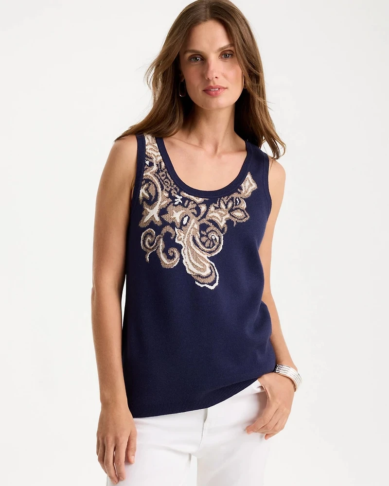 Ella Intarsia Scoopneck Sweater Tank