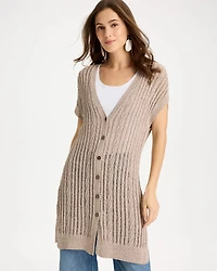 Faucet V-Neck Long Cardigan Vest