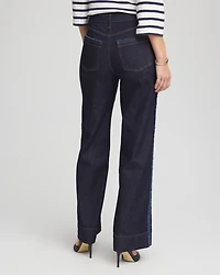 Petite Frayed High-Rise Wide-Leg Jeans