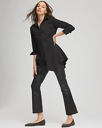 Coated Girlfriend Cropped Flared Jeans