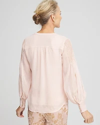 Gold Foil Chiffon Pintuck Blouse