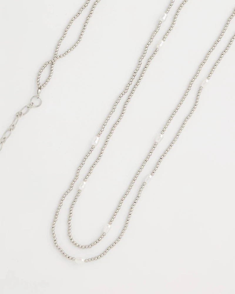 Pearlescent Bead Ball Long Necklace