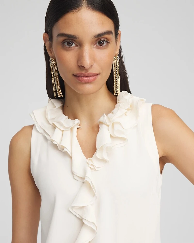 Ruffled Neck Sleeveless Blouse